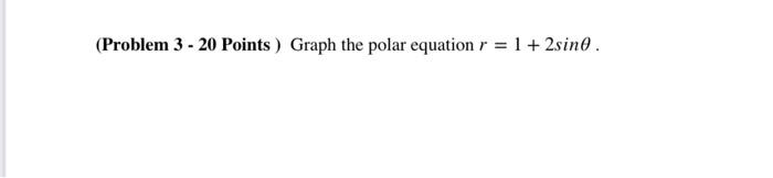 Solved (Problem 3 - 20 Points ) Graph the polar equation | Chegg.com