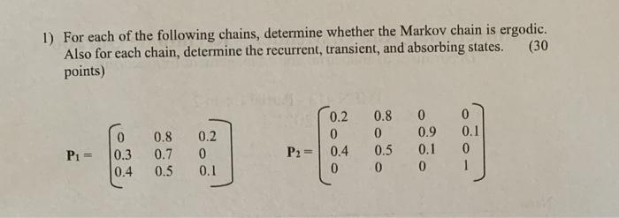 Solved 1) For each of the following chains, determine | Chegg.com