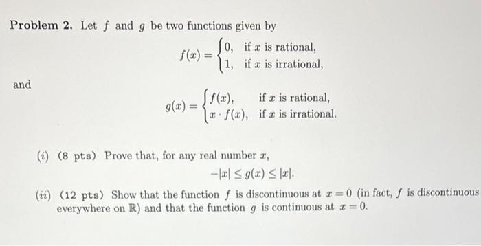 Solved Problem 2. Let f and g be two functions given by | Chegg.com