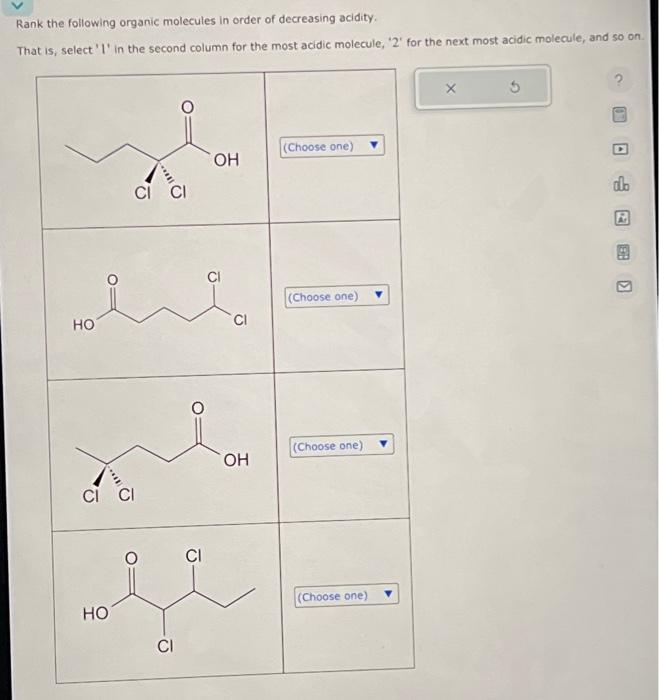 Solved Rank The Following Organic Molecules In Order Of 5352