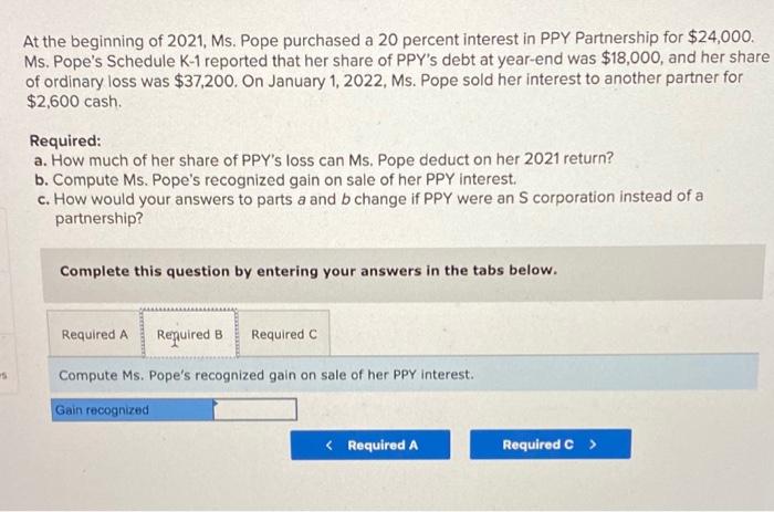 Solved At the beginning of 2021, Ms. Pope purchased a 20 | Chegg.com