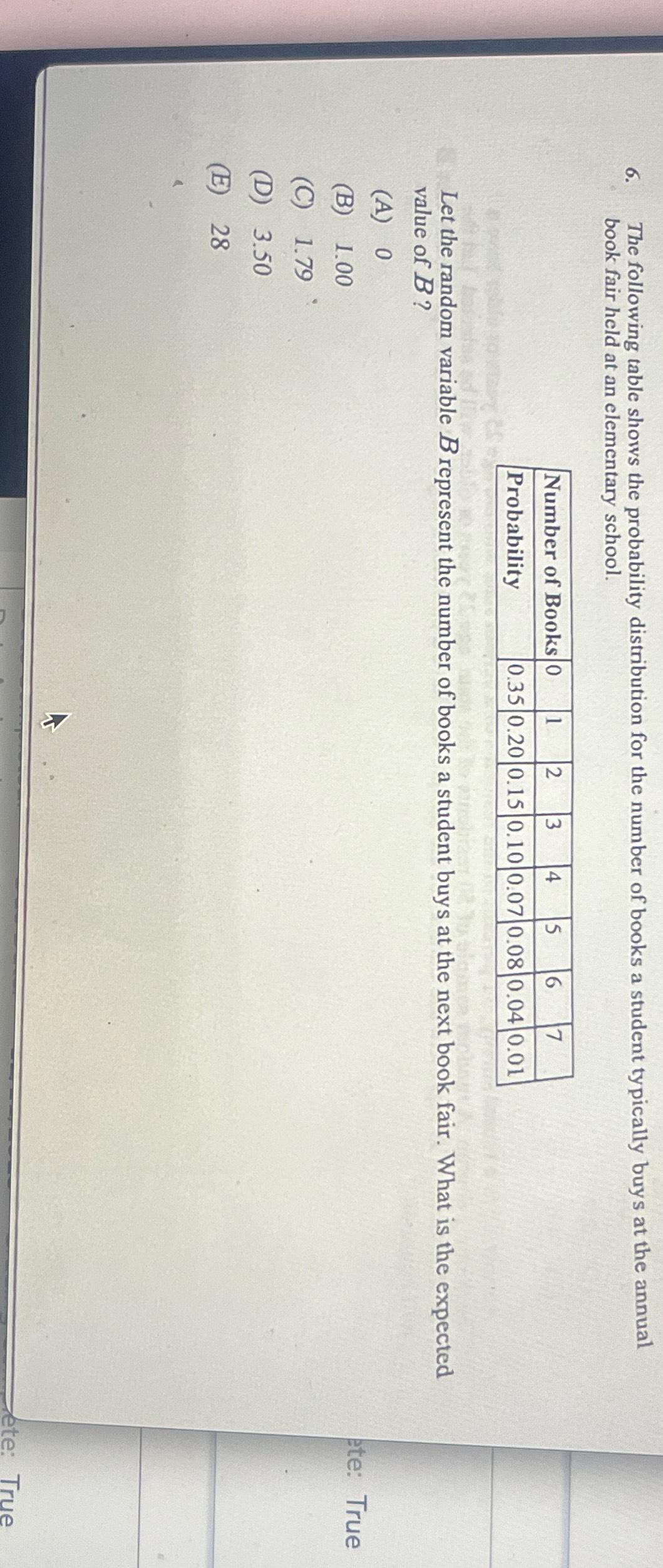 Solved The Following Table Shows The Probability | Chegg.com