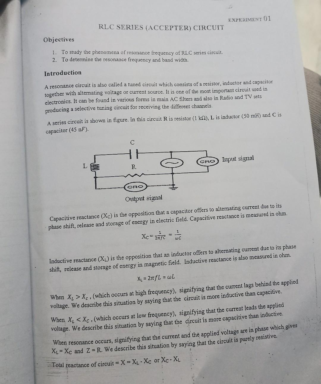 Solved Introduction A Resonance Circuit Is Also Called A | Chegg.com ...