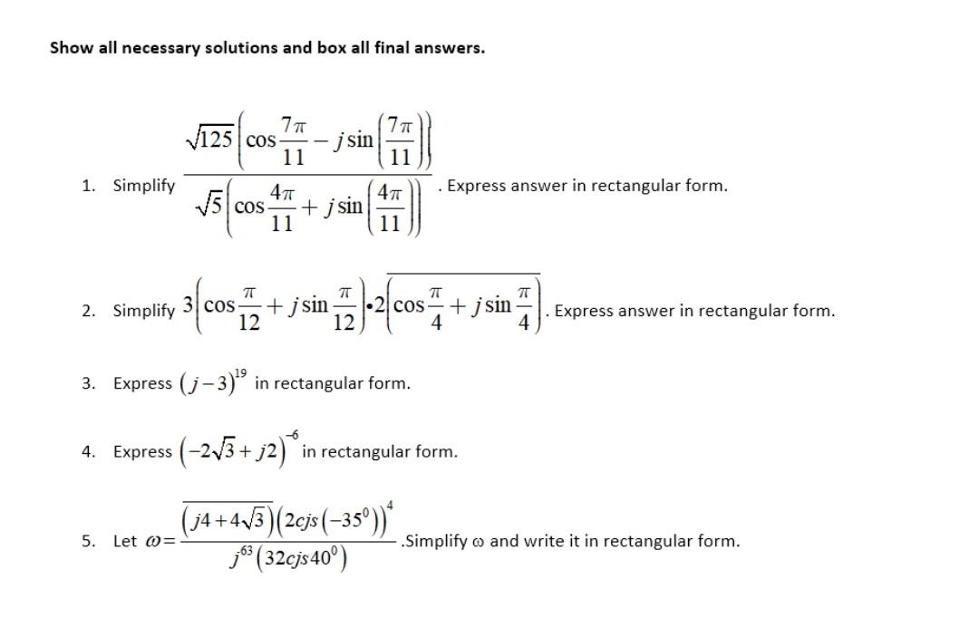 Solved Show all necessary solutions and box all final | Chegg.com
