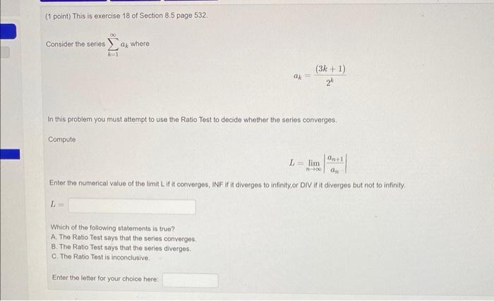 Solved (1 point) This is exercise 18 of Section 8.5 page | Chegg.com