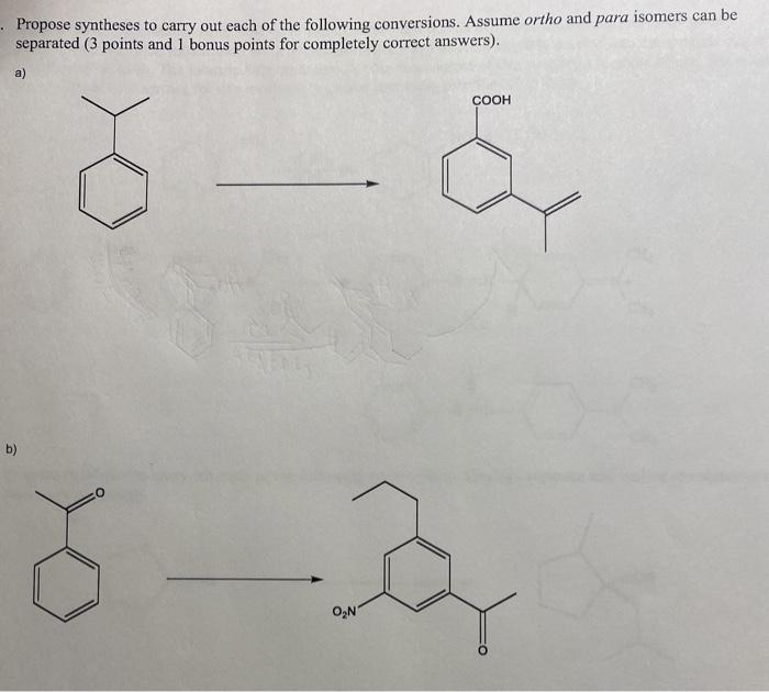 Solved Propose Syntheses To Carry Out Each Of The Following | Chegg.com