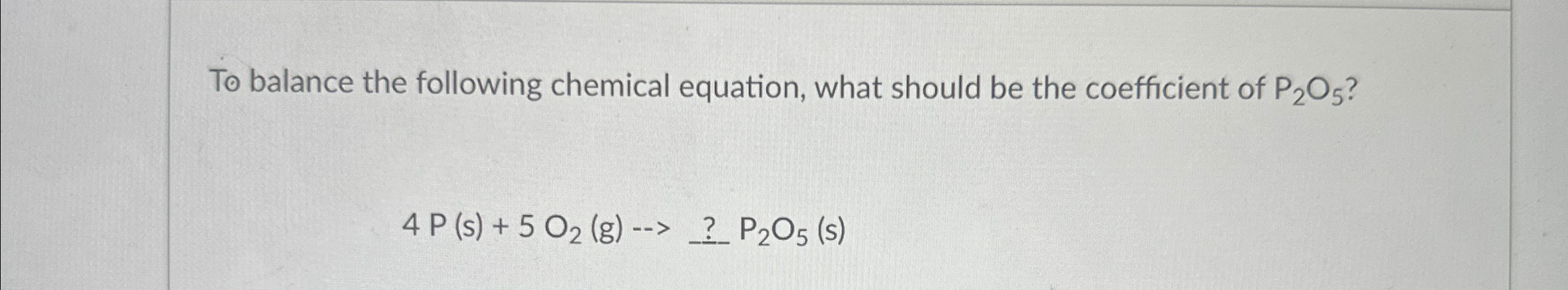 Solved To balance the following chemical equation, what | Chegg.com