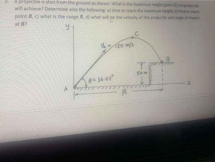 Solved 3. A Projectile Is Shot From The Ground As Shown. | Chegg.com