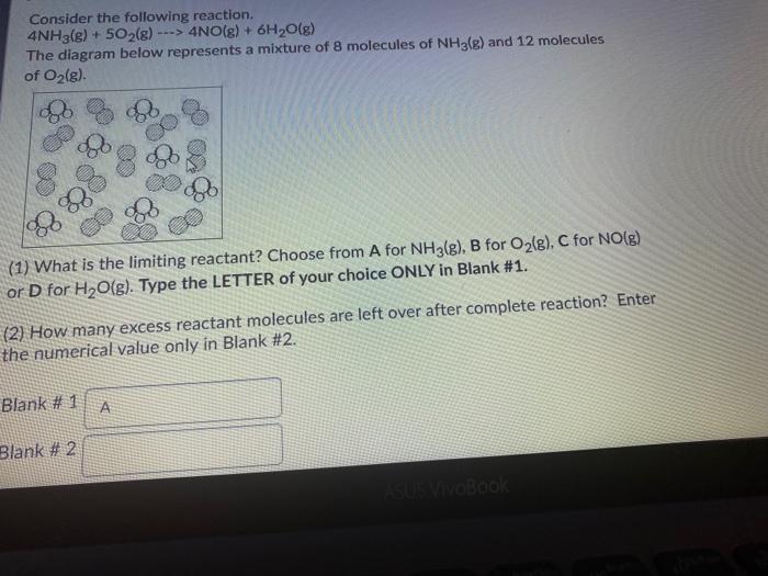 Solved Consider The Following Reaction 4nh3g 5o2g 0351