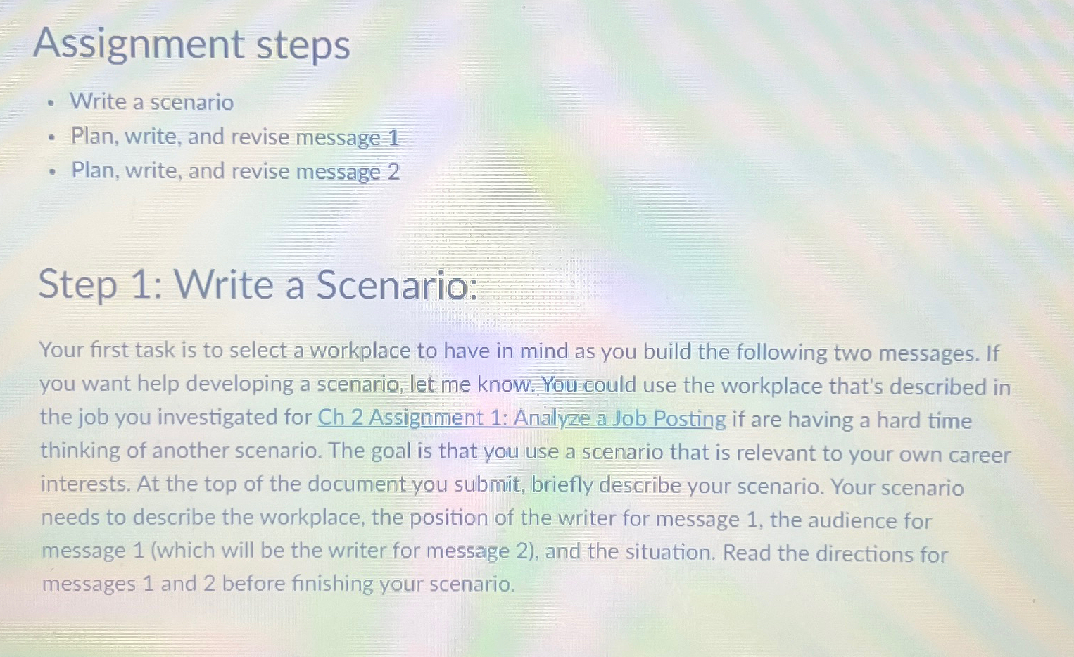 Solved Assignment stepsWrite a scenarioPlan, write, and | Chegg.com