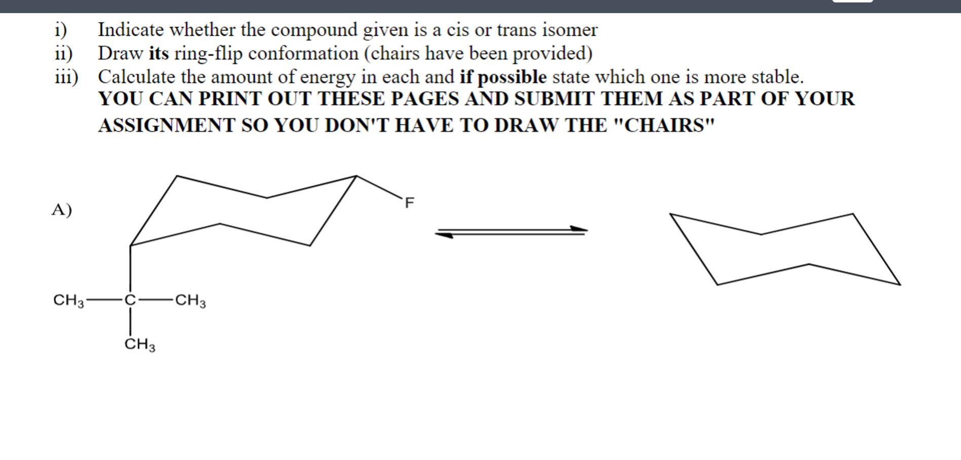Solved i) ﻿Indicate whether the compound given is a cis or | Chegg.com