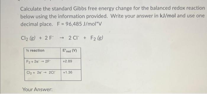 Solved Calculate the standard Gibbs free energy change for | Chegg.com
