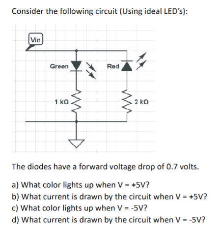 Solved Consider the following circuit (Using ideal LED's): | Chegg.com