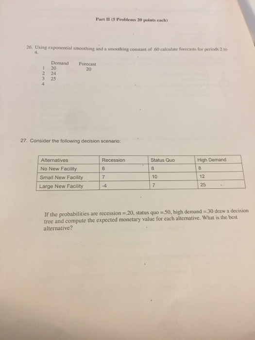 Part II (5 Problems 20 points each) 26. Using | Chegg.com