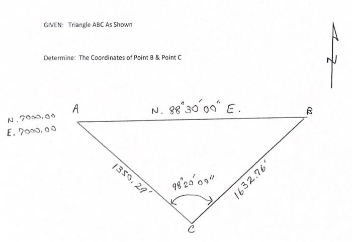 Solved Determine: The Coordinates of Point B \& Point C N. | Chegg.com