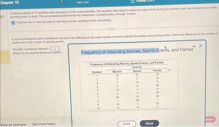 Solved A random sample of 10 students were surveyed on their | Chegg.com