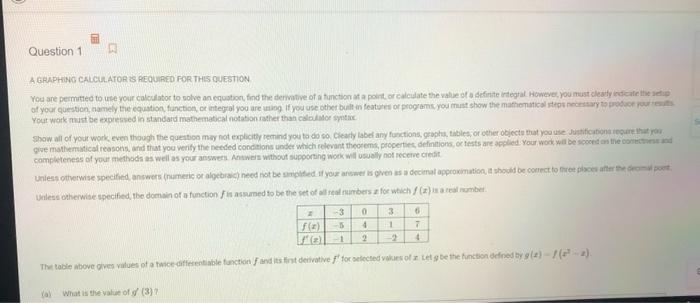 Solved Question 1 A GRAPHING CALCULATOR IS REQUIRED FOR THIS | Chegg.com