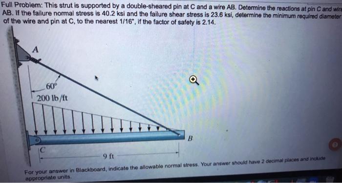 Solved Full Problem: This strut is supported by a | Chegg.com
