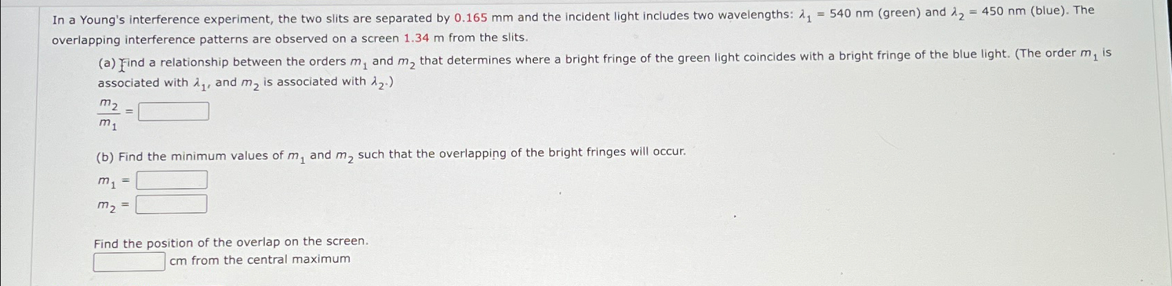 Solved In a Young's interference experiment, the two slits | Chegg.com