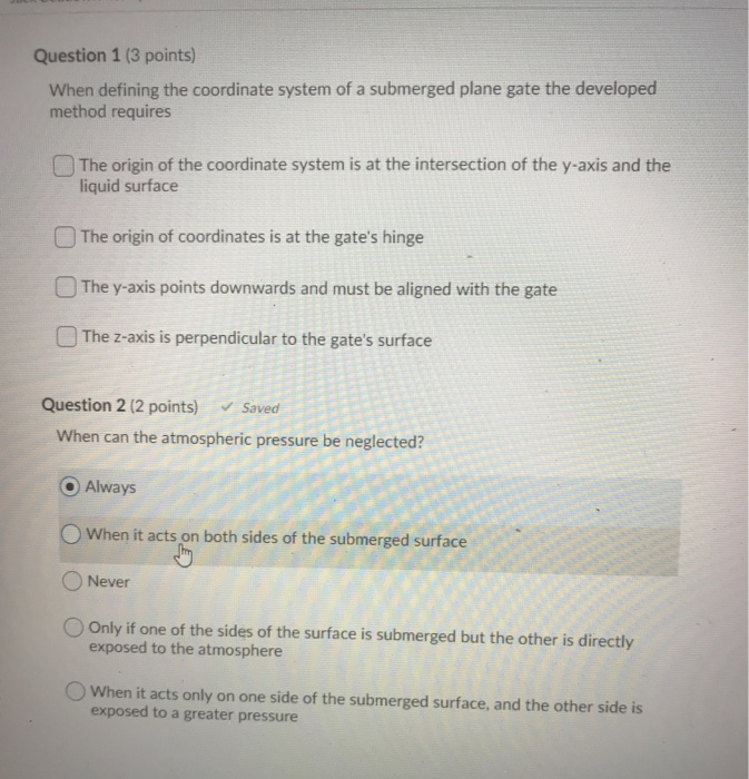 Solved Question 1 (3 Points) When Defining The Coordinate | Chegg.com