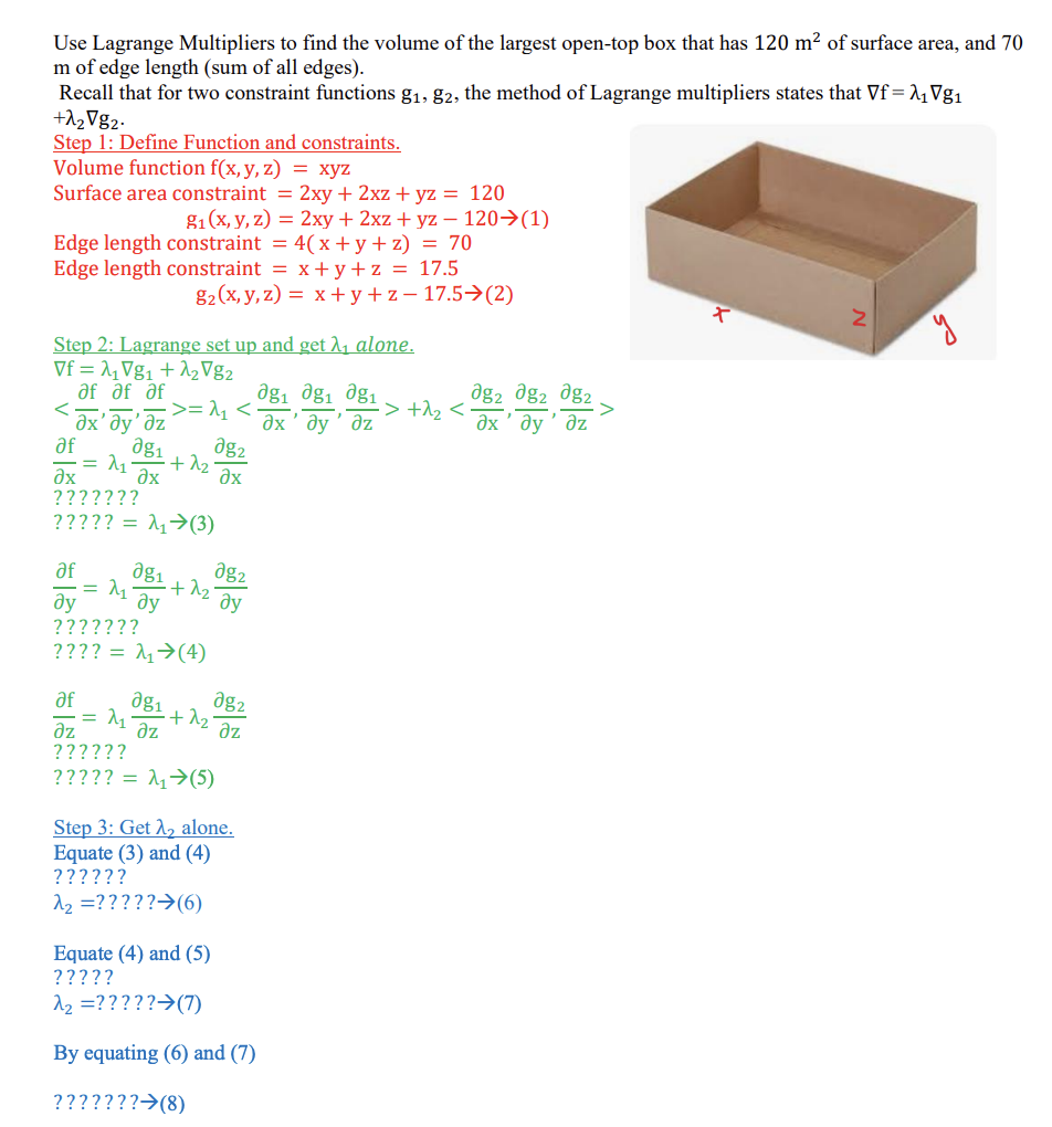 Solved Use Lagrange Multipliers to ﻿find the volume of ﻿the | Chegg.com