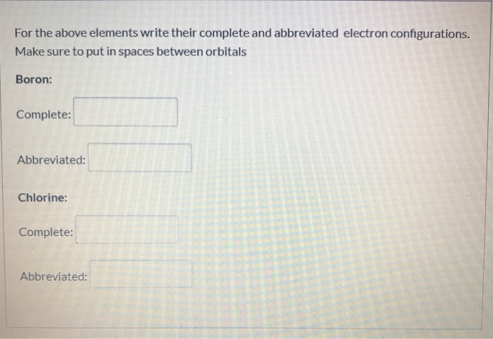 Solved For the above elements write their complete and | Chegg.com