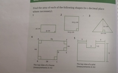Solved Find the area of each of the following shapes (to 1 | Chegg.com