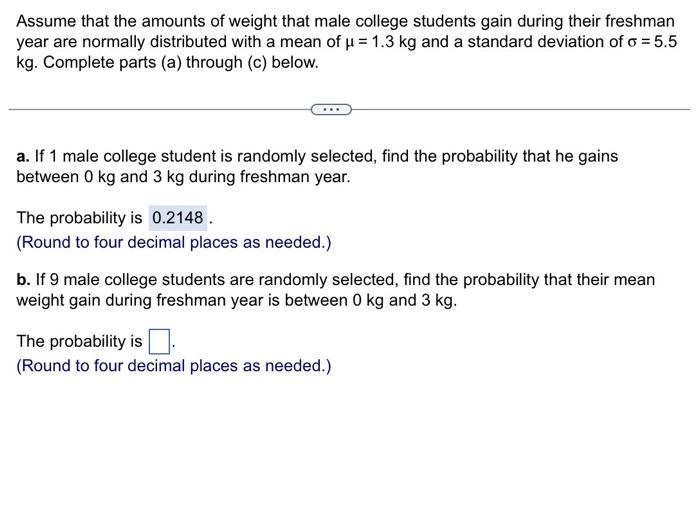 Solved Assume That The Amounts Of Weight That Male College | Chegg.com