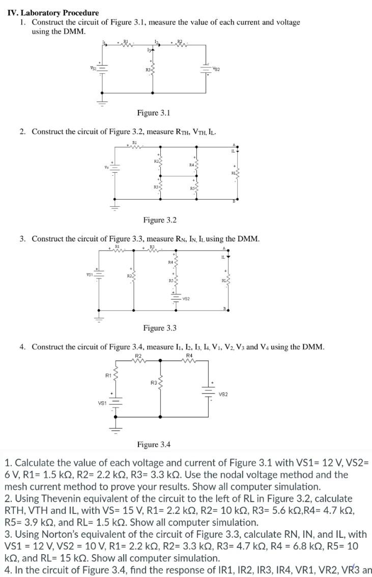 Solved IV. Laboratory Procedure 1. Construct the circuit of | Chegg.com