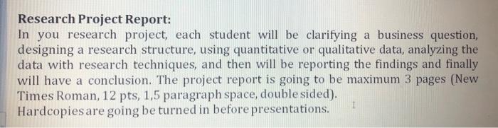 Solved Research Project Report: In you research project, | Chegg.com