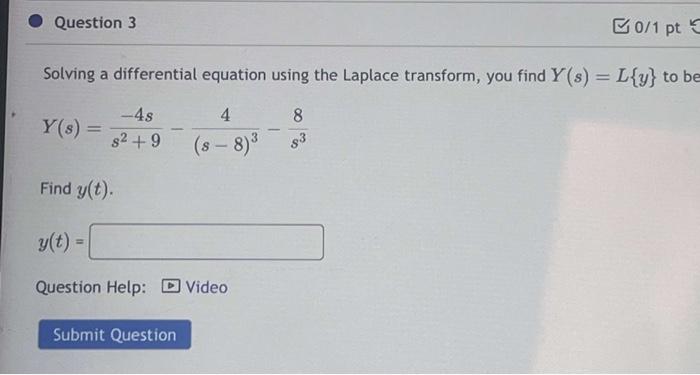 Solved Solving a differential equation using the Laplace | Chegg.com