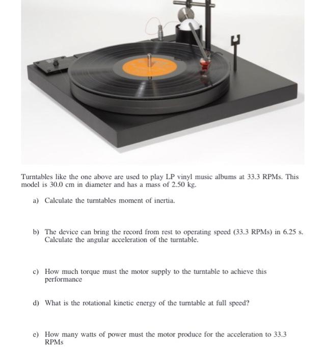 Solved Turntables like the one above are used to play LP | Chegg.com