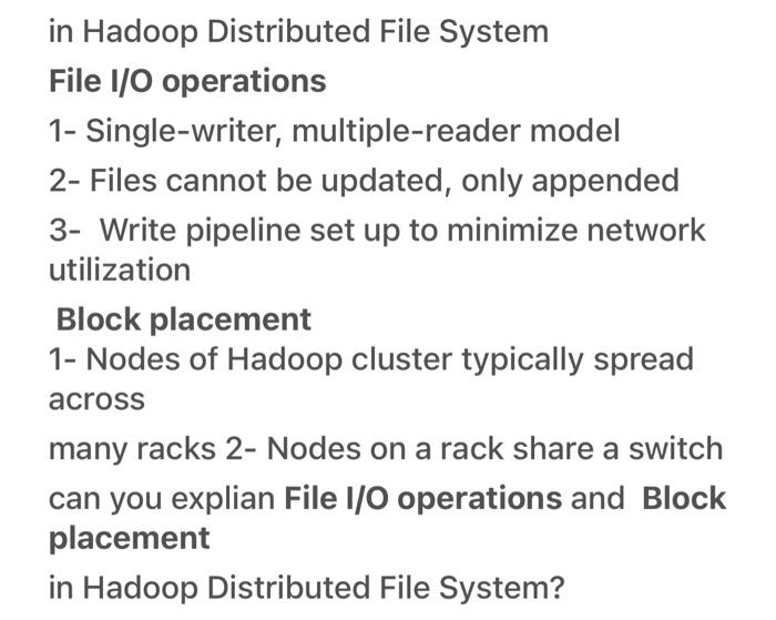 Solved in Hadoop Distributed File System File I/O operations