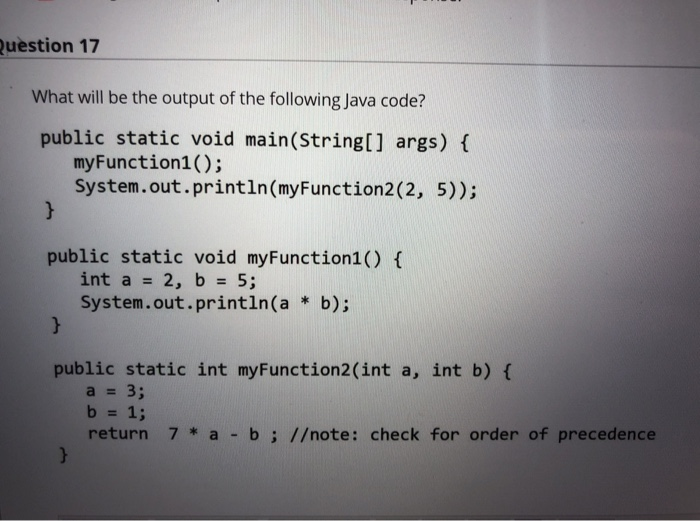 Solved Question 17 What will be the output of the following | Chegg.com