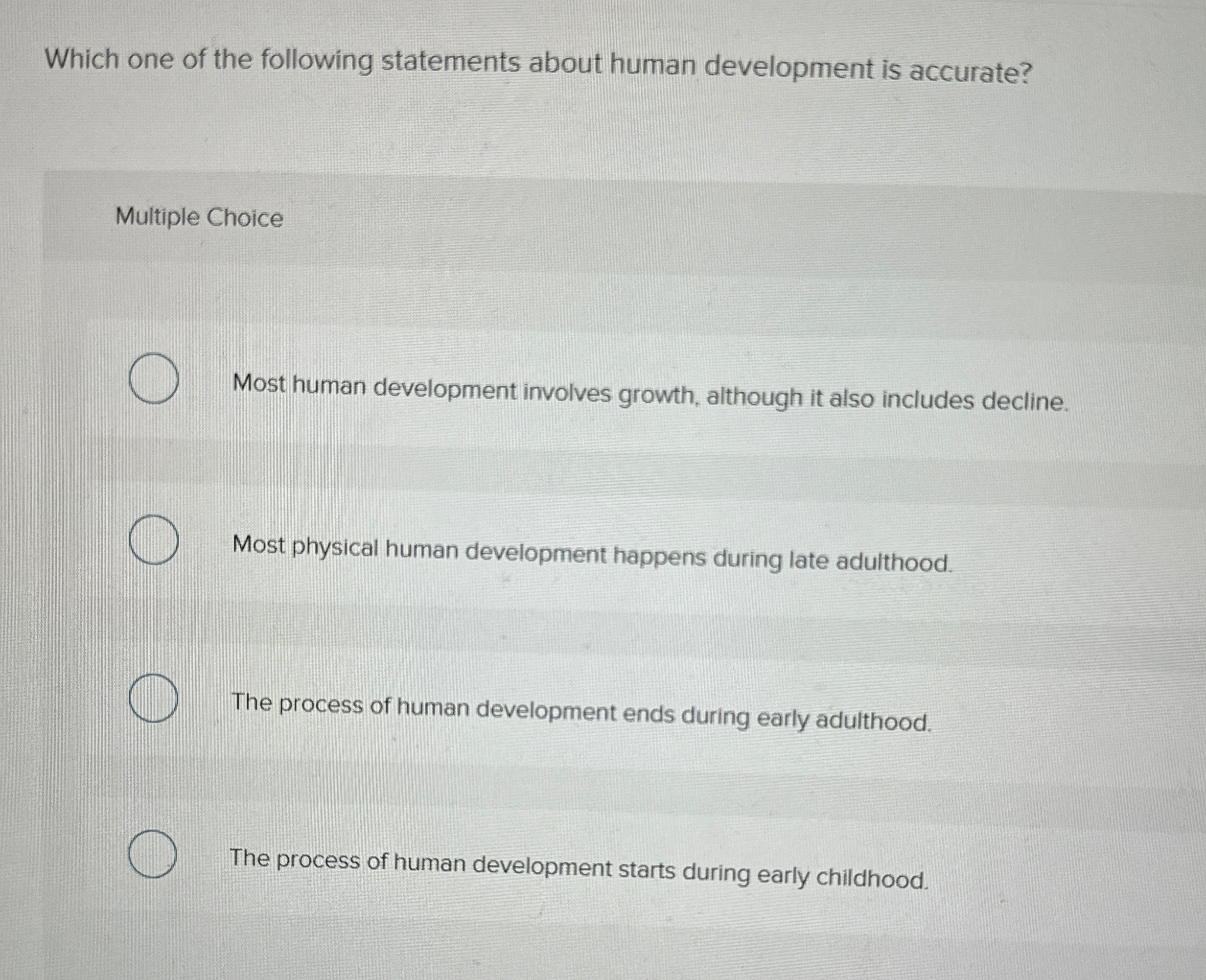 Solved Which one of the following statements about human | Chegg.com