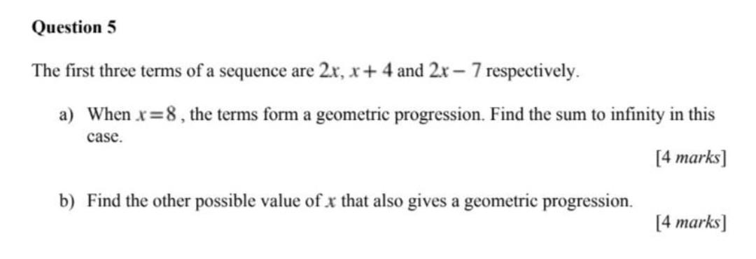 Solved Question 5 The first three terms of a sequence are | Chegg.com
