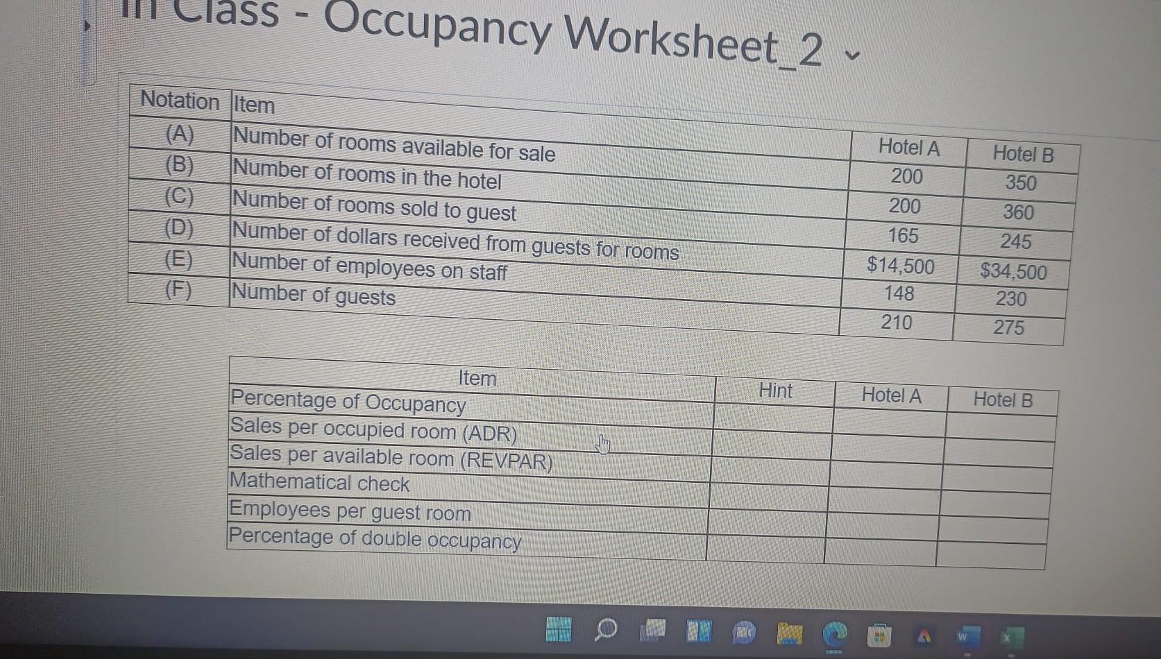 Class Occupancy Worksheet 2 5096