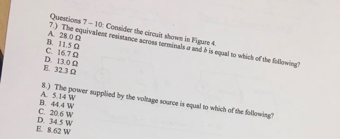 Solved Questions 7 - 10: Consider the circuit shown in | Chegg.com