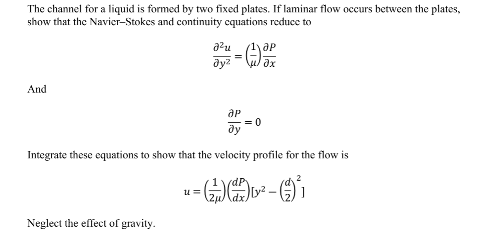 Solved The channel for a liquid is formed by two fixed | Chegg.com