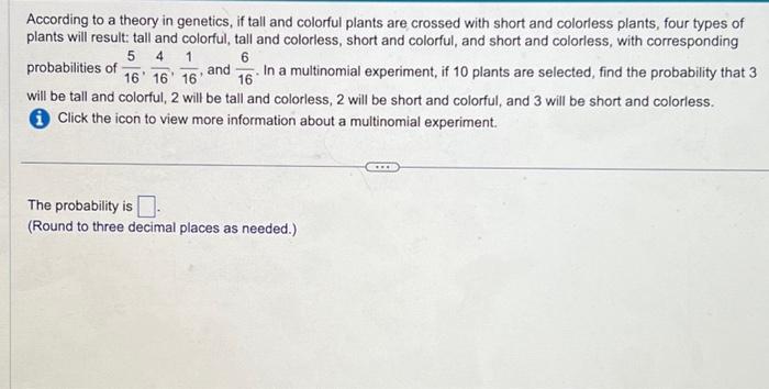 Solved According to a theory in genetics, if tall and | Chegg.com