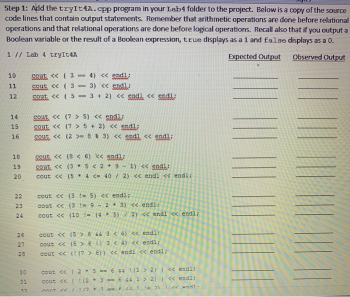 Solved Step 1: Add the tryit4.cpp program in your tabt | Chegg.com