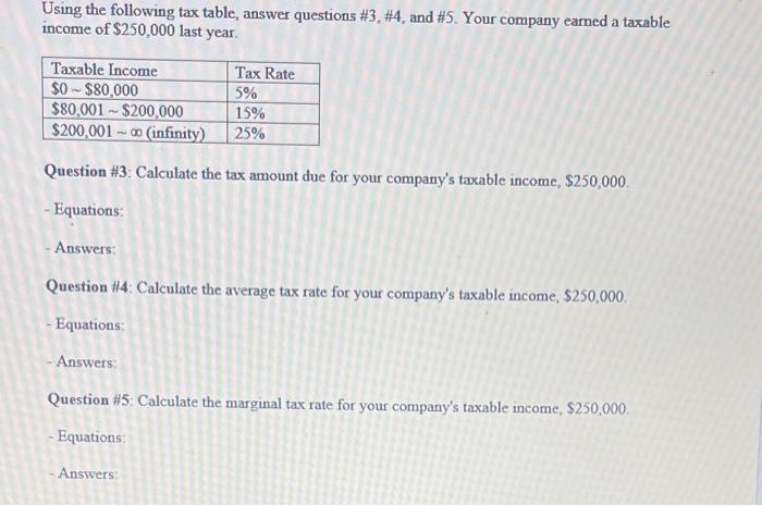 Solved Using the following tax table, answer questions #3, | Chegg.com