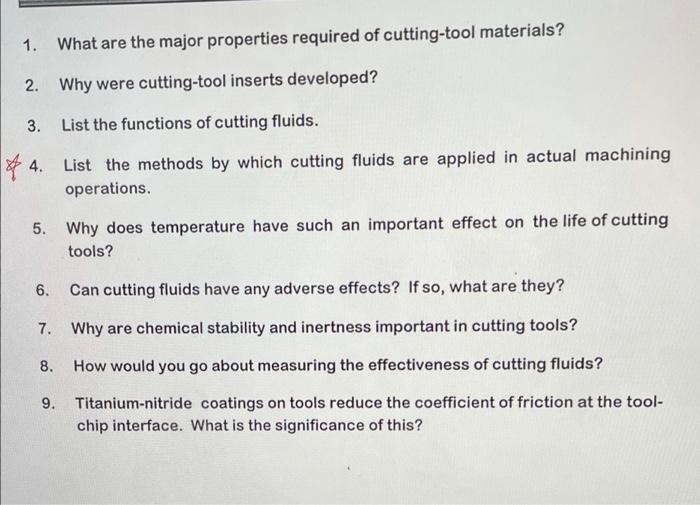 Solved 1. What are the major properties required of | Chegg.com