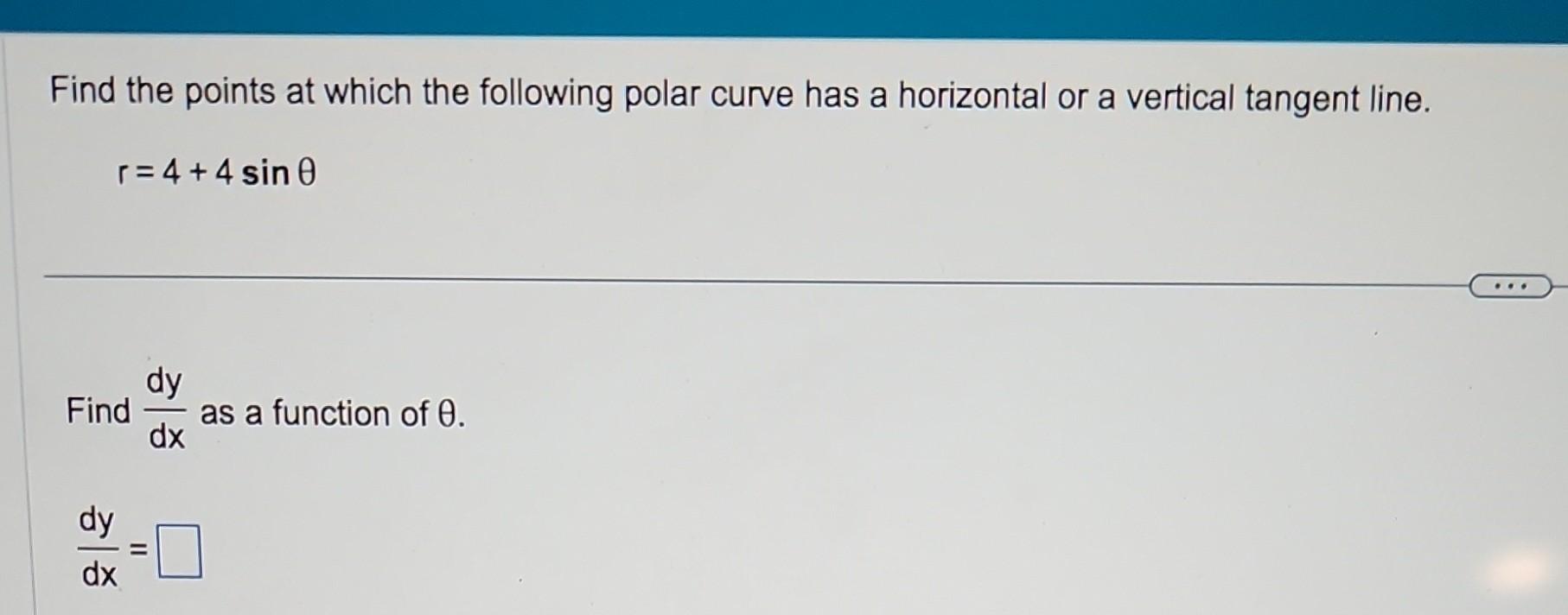 Solved Find the points at which the following polar curve | Chegg.com