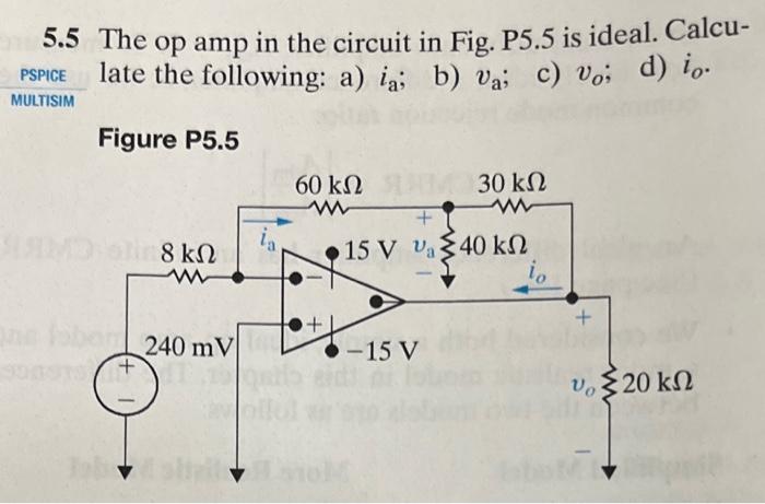 Solved 5.5 The Op Amp In The Circuit In Fig. P5.5 Is Ideal. | Chegg.com