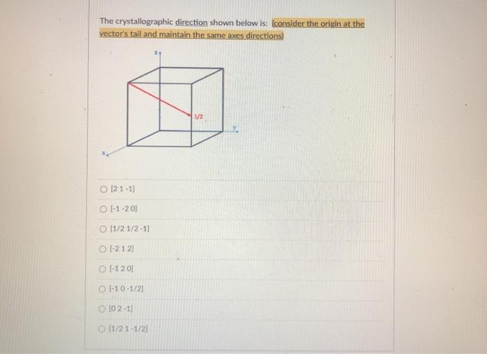 Solved The Crystallographic Direction Shown Below Is: | Chegg.com