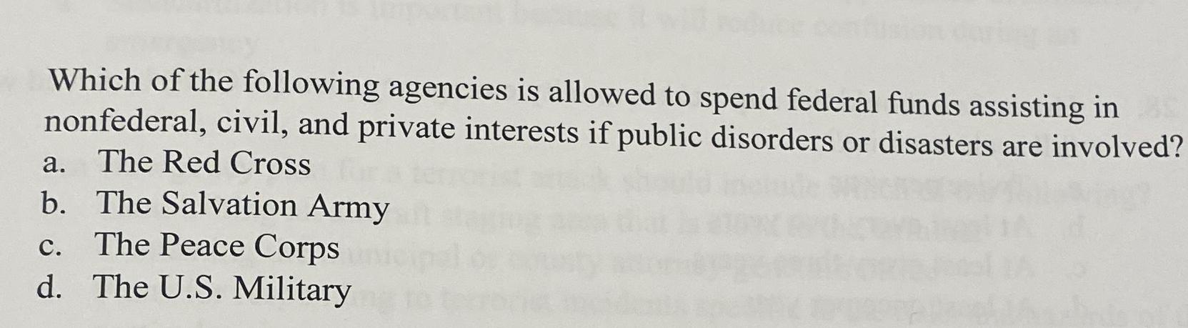 Solved Which of the following agencies is allowed to spend | Chegg.com