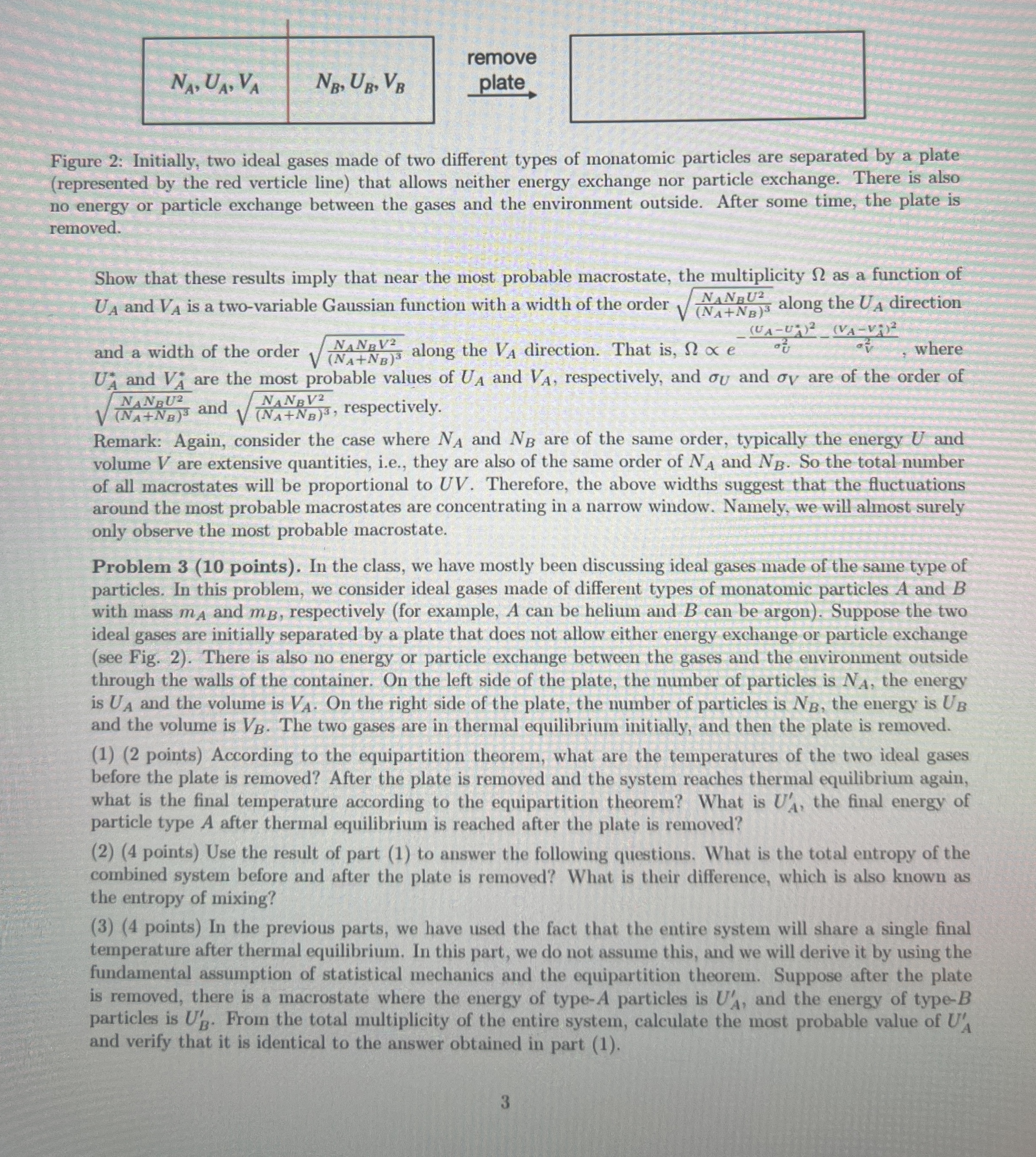 Solved Figure 2: Initially, two ideal gases made of two | Chegg.com