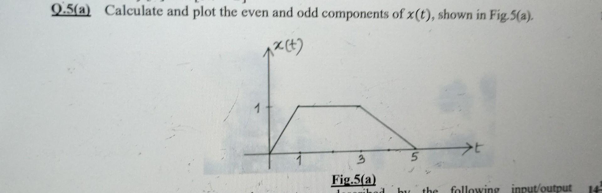 Solved Q.5(a) Calculate and plot the even and odd components