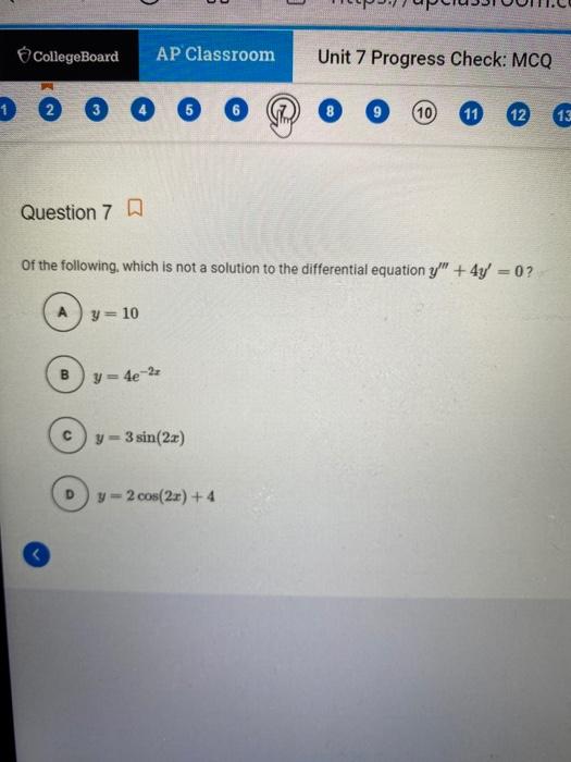Solved CollegeBoard AP Classroom Unit 7 Progress Check MCQ Chegg